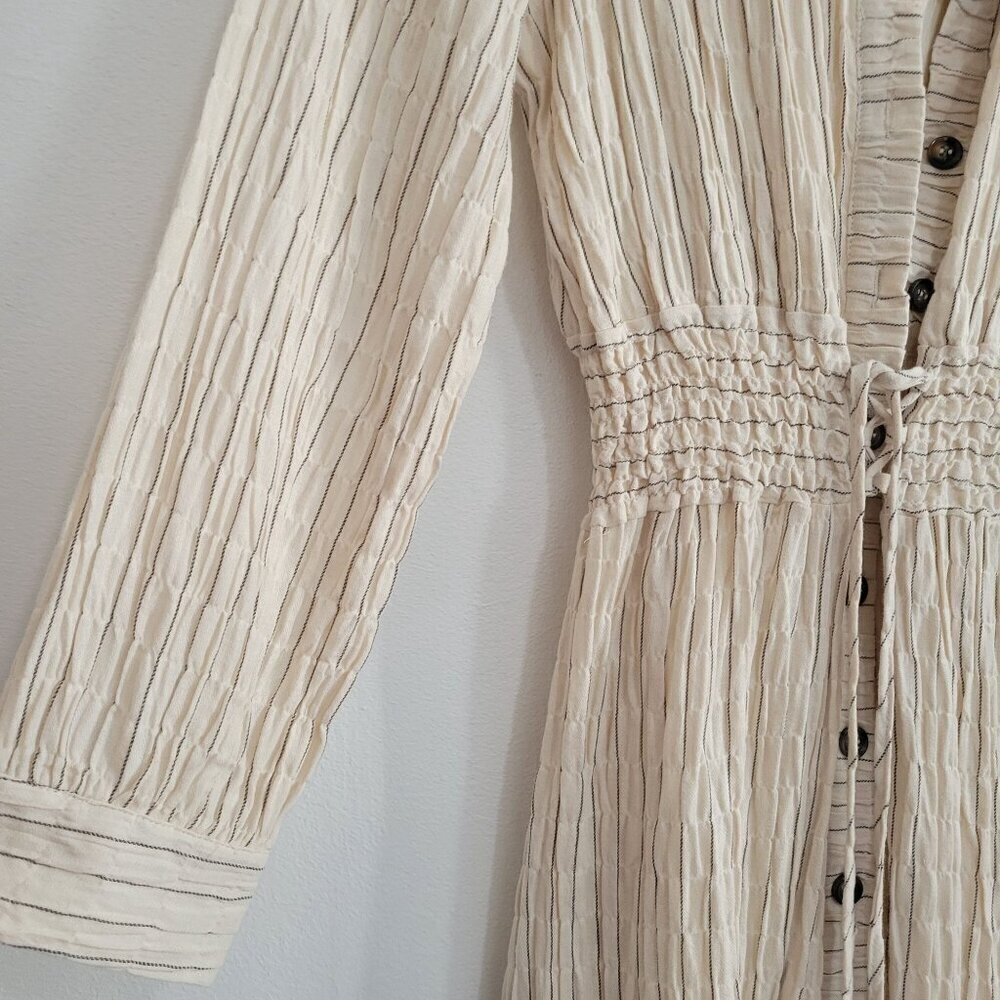 Boho Beachy Gauzy Button Down Full sleeve Shirt dress Size S - Picture 11 of 15